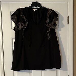 Entro Black Blouse with Ruffle Sleeves